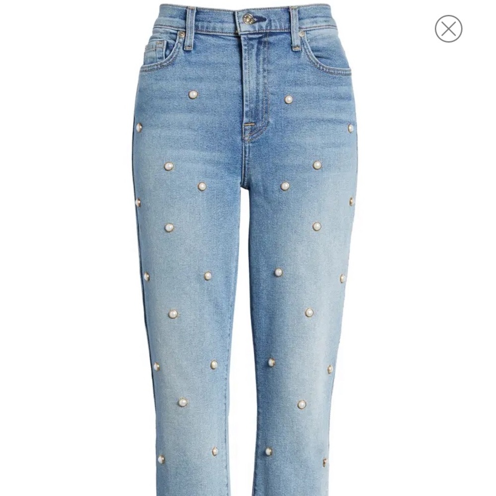 7 For All Mankind Pearl Detail Ankle Jeans